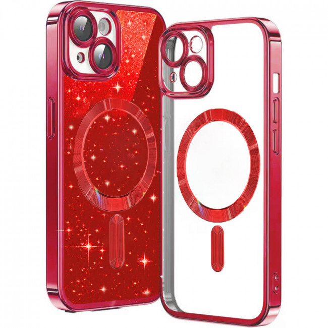 Techsuit iPhone 15 - MagSafe - Luxury Glitter - Θήκη Σιλικόνης - Red