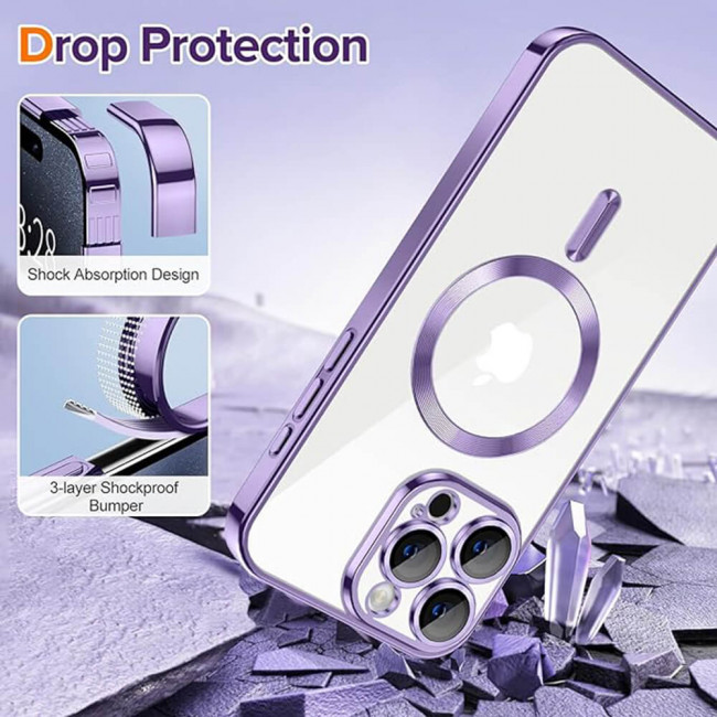 Techsuit iPhone 15 Pro Max - Luxury Crystal MagSafe - Θήκη Σιλικόνης - Light Purple