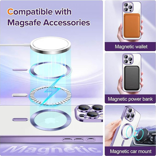 Techsuit iPhone 15 Pro Max - Luxury Crystal MagSafe - Θήκη Σιλικόνης - Light Purple