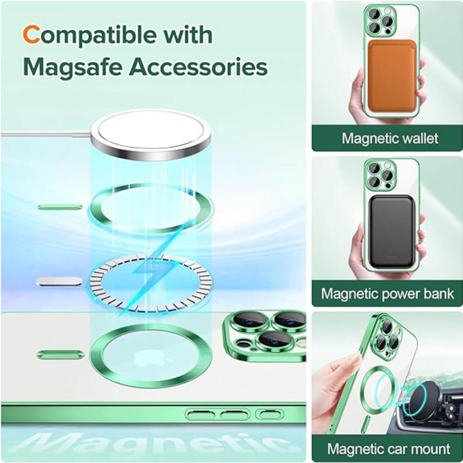 Techsuit iPhone 15 Pro Max - Luxury Crystal MagSafe - Θήκη Σιλικόνης - Light Green