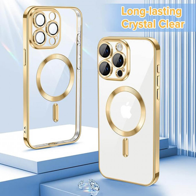 Techsuit iPhone 15 Pro Max - Luxury Crystal MagSafe - Θήκη Σιλικόνης - Gold