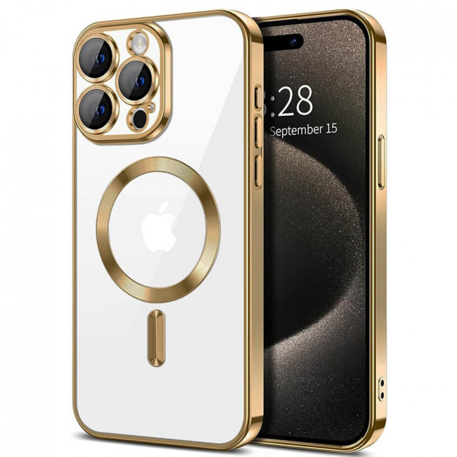 Techsuit iPhone 15 Pro Max - Luxury Crystal MagSafe - Θήκη Σιλικόνης - Gold