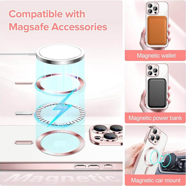 Techsuit iPhone 15 Pro - Luxury Crystal MagSafe - Θήκη Σιλικόνης - Pink