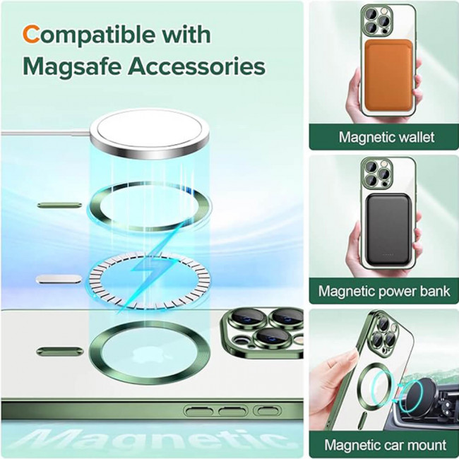 Techsuit iPhone 15 Pro - Luxury Crystal MagSafe - Θήκη Σιλικόνης - Deep Green