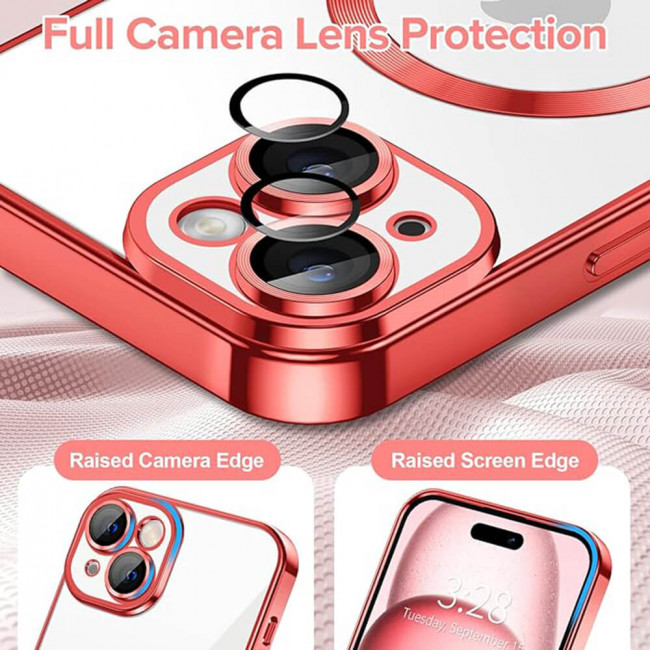 Techsuit iPhone 15 - Luxury Crystal MagSafe - Θήκη Σιλικόνης - Red