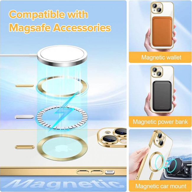 Techsuit iPhone 15 - Luxury Crystal MagSafe - Θήκη Σιλικόνης - Gold