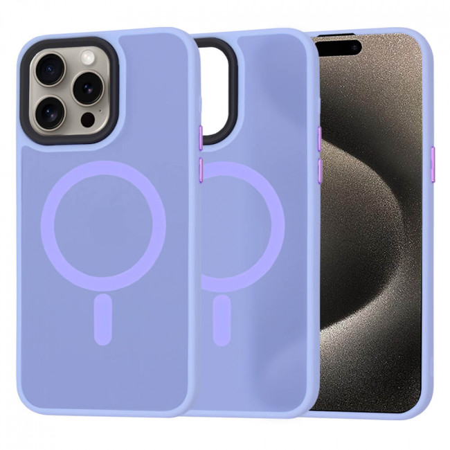 Techsuit iPhone 15 Pro Max - HaloFrost MagSafe - Σκληρή Θήκη με Πλαίσιο Σιλικόνης - Light Purple