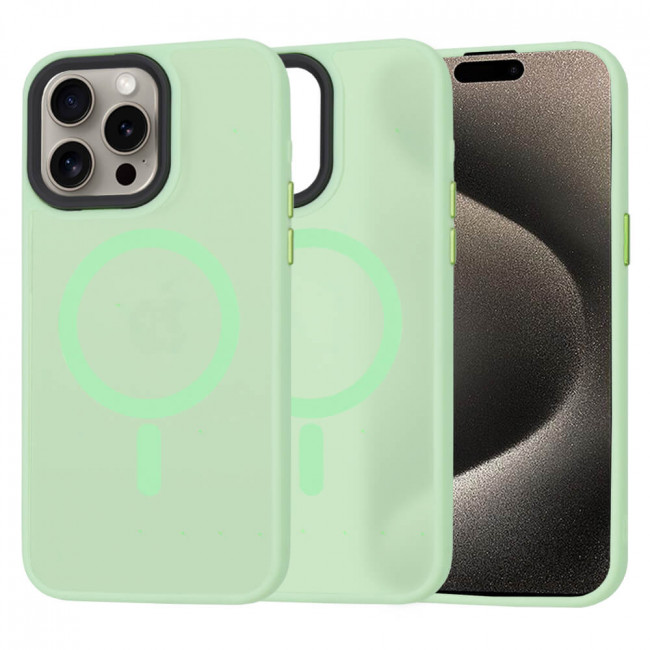 Techsuit iPhone 15 Pro Max - HaloFrost MagSafe - Σκληρή Θήκη με Πλαίσιο Σιλικόνης - Light Green