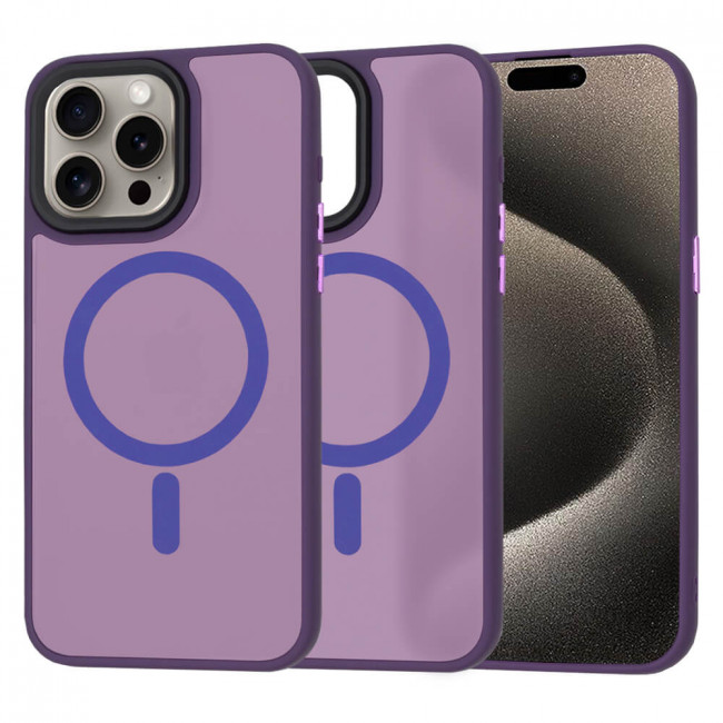 Techsuit iPhone 15 Pro Max - HaloFrost MagSafe - Σκληρή Θήκη με Πλαίσιο Σιλικόνης - Deep Purple