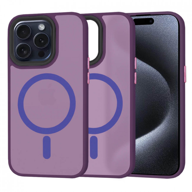 Techsuit iPhone 15 Pro - HaloFrost MagSafe - Σκληρή Θήκη με Πλαίσιο Σιλικόνης - Deep Purple