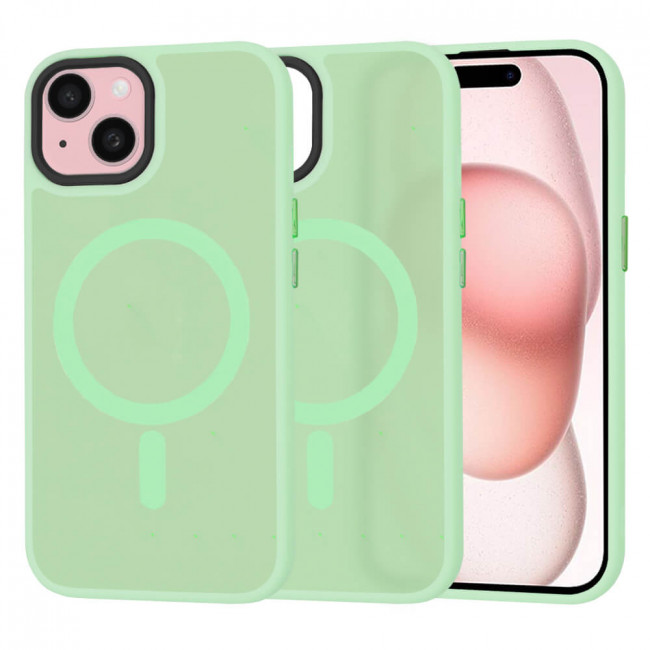 Techsuit iPhone 15 - HaloFrost MagSafe - Σκληρή Θήκη με Πλαίσιο Σιλικόνης - Light Green