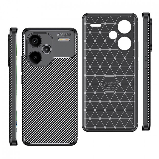 Techsuit Xiaomi Redmi Note 13 Pro+ 5G - CarbonFiber - Θήκη Σιλικόνης - Black