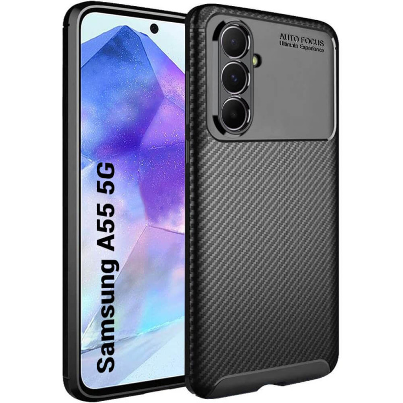 Techsuit Samsung Galaxy A55 5G - CarbonFiber - Θήκη Σιλικόνης - Black