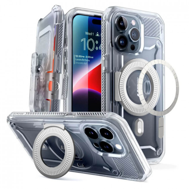 Supcase iPhone 15 Pro - Unicorn Beetle Pro MagSafe - Σκληρή Θήκη με Προστασία Οθόνης και Stand - Clear