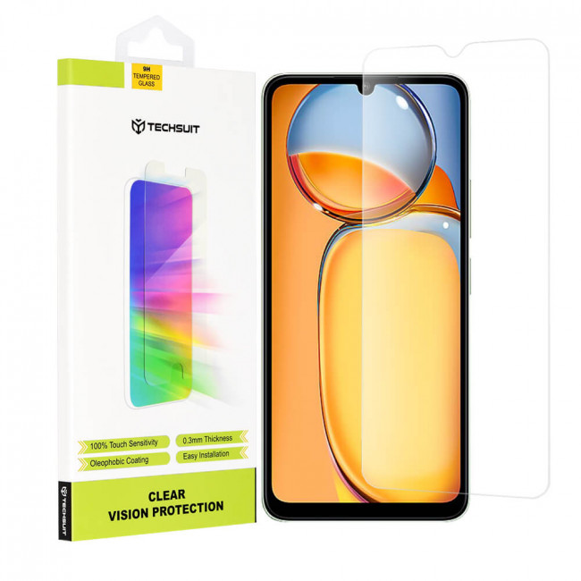 Techsuit Xiaomi Redmi 13C 4G / Redmi 13C 5G / Poco M6 5G / C65 - Clear Vision - Προστασία Οθόνης με Αντιχαρακτικό Γυαλί - Case Friendly - Διάφανοο