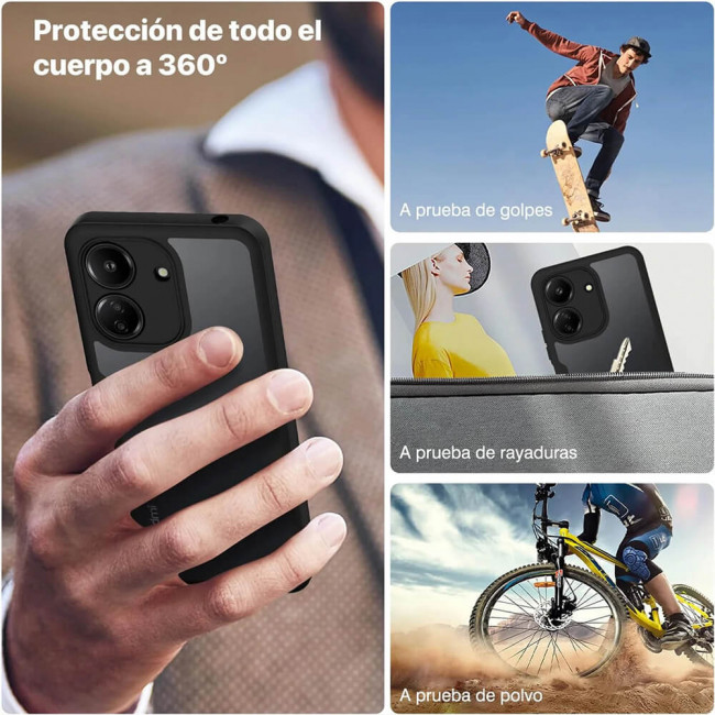 Techsuit Xiaomi Redmi 13C / Poco C65 - ColorVerse 360 - Θήκη Full Body με Προστασία Οθόνης - Black