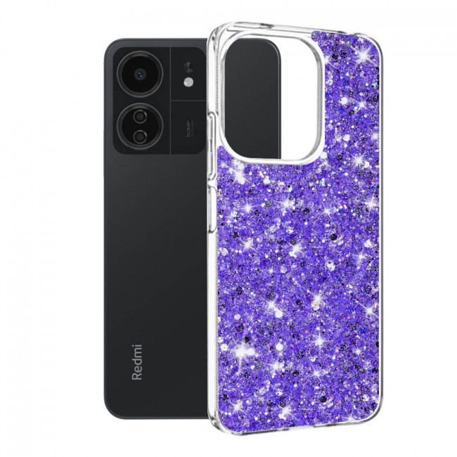 Techsuit Xiaomi Redmi 13C 4G / 13C 5G / Poco M6 5G / C65 - Sparkly Glitter - Σκληρή Θήκη με Πλαίσιο Σιλικόνης - Purple