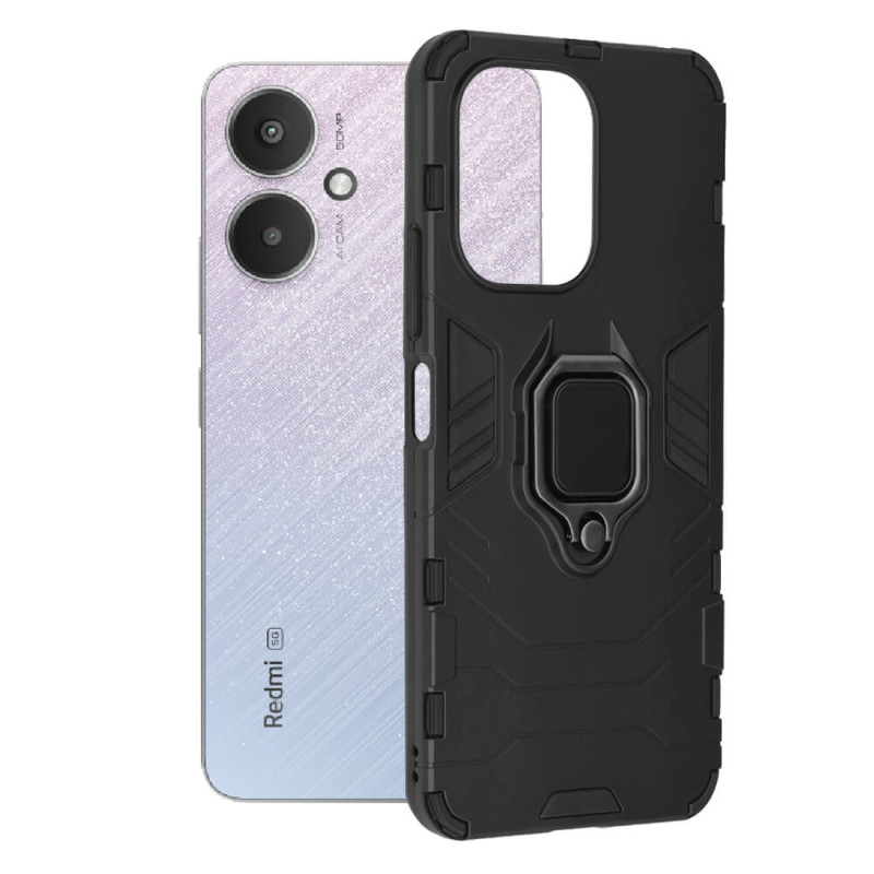 Techsuit Xiaomi Redmi 13 4G / 13C 5G / Poco M6 5G / C65 - Silicone Shield - Σκληρή Θήκη με Δαχτυλίδι Συγκράτησης - Black