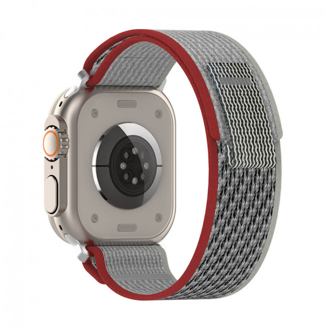 Techsuit Λουράκι Apple Watch 2 / 3 / 4 / 5 / 6 / 7 / 8 / 9 / SE / SE 2 / Ultra / Ultra 2 - 42 / 44 / 45 / 49 mm Watchband W039 Nylon - Red / Gray