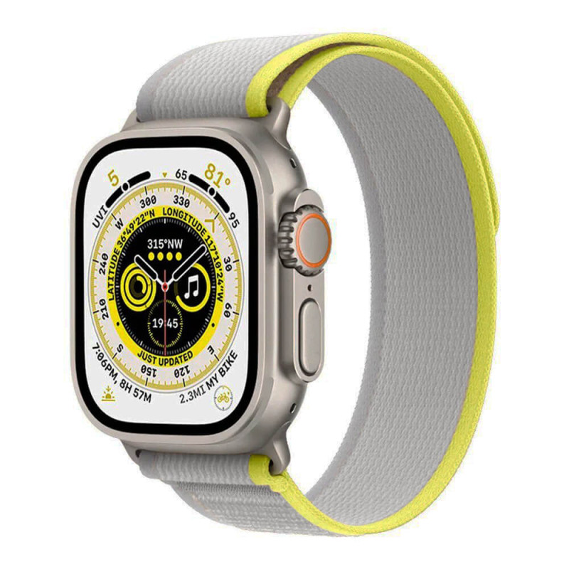 Techsuit Λουράκι Apple Watch 4 / 5 / 6 / 7 / 8 / 9 / 10 / SE / ULTRA 1 / ULTRA 2 - 44 / 45 / 46 / 49 mm Watchband W039 Nylon - Yellow / Gray