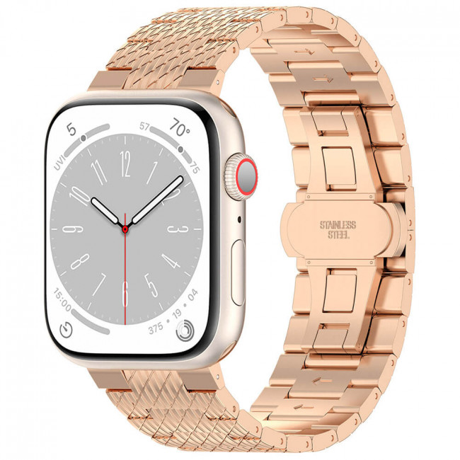 Techsuit Λουράκι Apple Watch 2 / 3 / 4 / 5 / 6 / 7 / 8 / 9 / 10 / SE - 38 / 40 / 41 / 42 mm Watchband από Ανοξείδωτο Ατσάλι W052 - Rose Gold