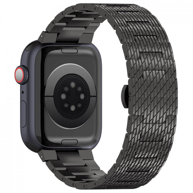 Techsuit Λουράκι Apple Watch 2 / 3 / 4 / 5 / 6 / 7 / 8 / 9 / SE / SE 2 / Ultra / Ultra 2 - 42 / 44 / 45 / 49 mm Watchband από Ανοξείδωτο Ατσάλι W052 - Black