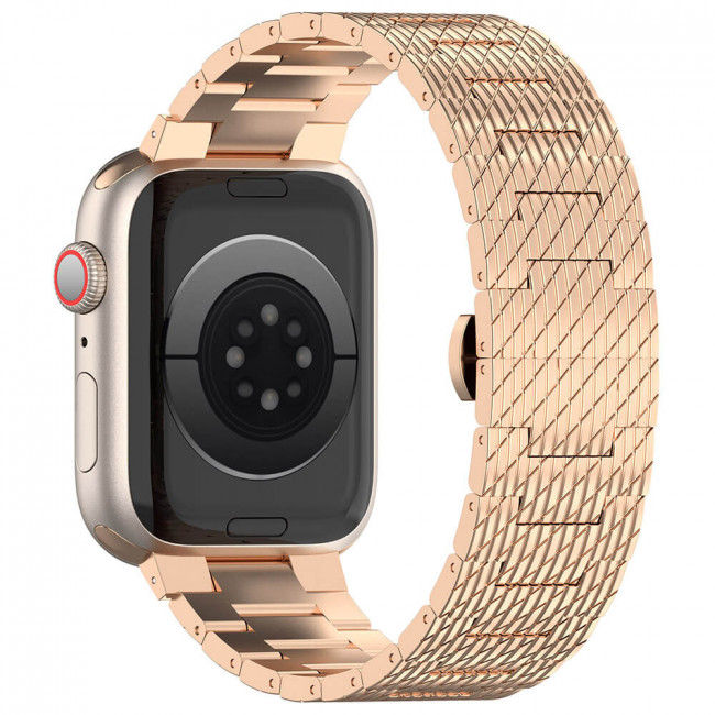 Techsuit Λουράκι Apple Watch 2 / 3 / 4 / 5 / 6 / 7 / 8 / 9 / SE / SE 2 / Ultra / Ultra 2 - 42 / 44 / 45 / 49 mm Watchband από Ανοξείδωτο Ατσάλι W052 - Rose Gold