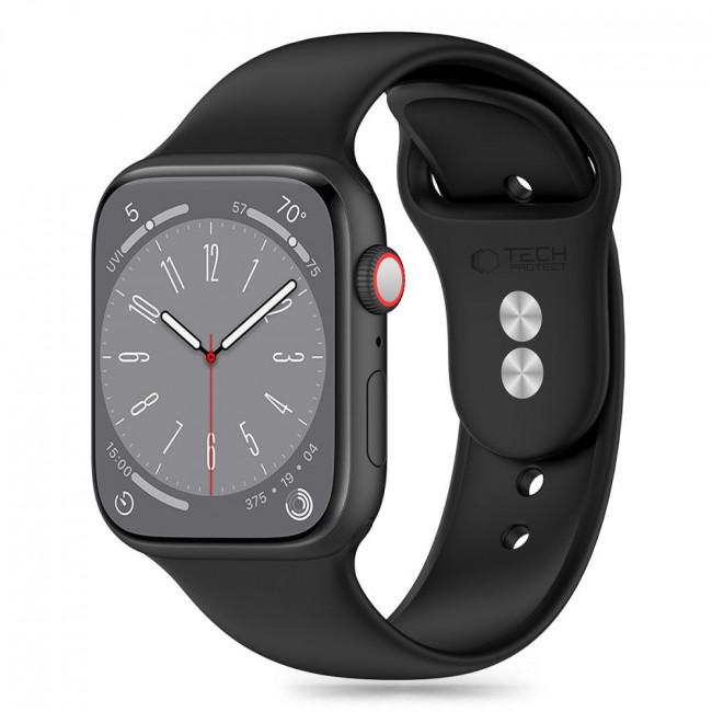 Tech-Protect Λουράκι Apple Watch 2 / 3 / 4 / 5 / 6 / 7 / 8 / 9 / SE / SE 2 / ULTRA / ULTRA 2 - 42 / 44 / 45 / 49 mm Silicone Σιλικόνης - Black