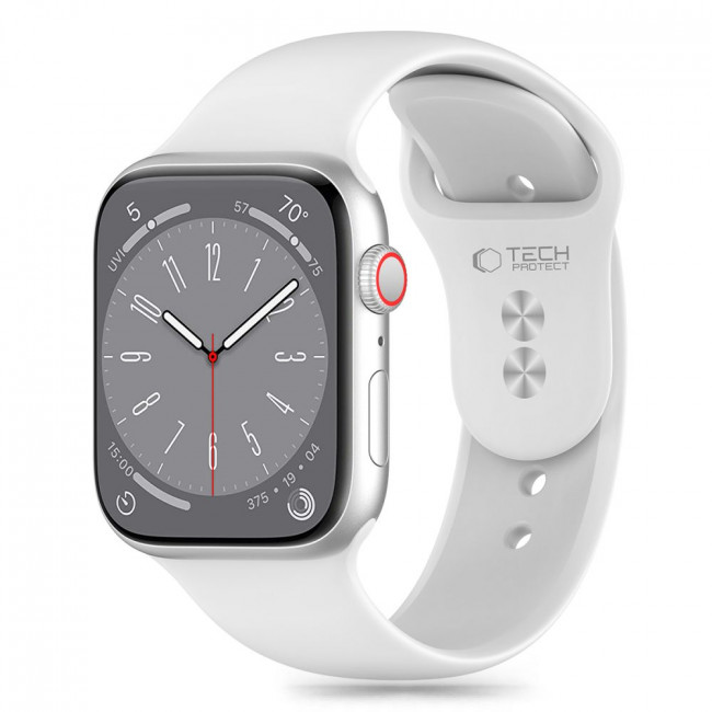 Tech-Protect Λουράκι Apple Watch 2 / 3 / 4 / 5 / 6 / 7 / 8 / 9 / SE / SE 2 - 38 / 40 / 41 mm Silicone Σιλικόνης - White