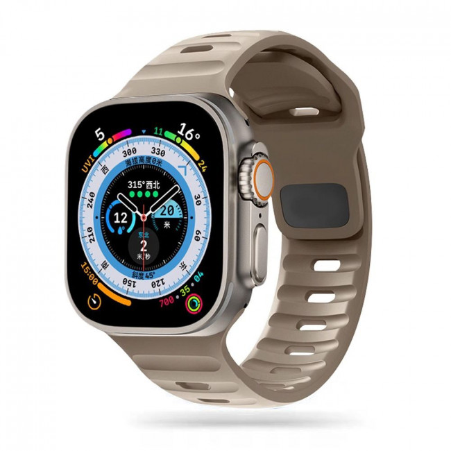 Tech-Protect Λουράκι Apple Watch 2 / 3 / 4 / 5 / 6 / 7 / 8 / 9 / SE / SE 2 / ULTRA / ULTRA 2 - 42 / 44 / 45 / 49 mm IconBand Line Λαστιχένιο - Cashmere Beige