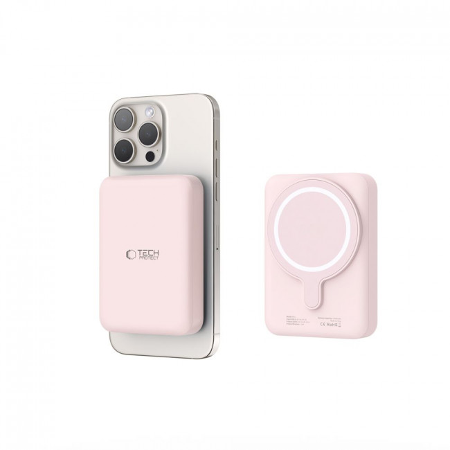 Tech-Protect PB11 Lifemag MagSafe PowerBank Μαγνητικό PowerBank Κινητού 10000 mAh - Pink