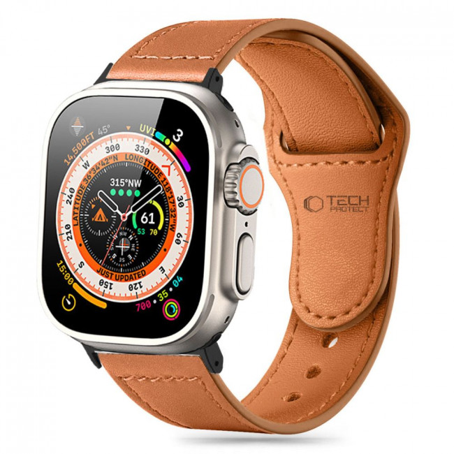 Tech-Protect Λουράκι Apple Watch 2 / 3 / 4 / 5 / 6 / 7 / 8 / 9 / SE / SE 2 - 38 / 40 / 41 mm NaturalFit Δερμάτινο - Brown