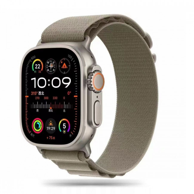 Tech-Protect Λουράκι Apple Watch 2 / 3 / 4 / 5 / 6 / 7 / 8 / 9 / SE / SE 2 / ULTRA / ULTRA 2 - 42 / 44 / 45 / 49 mm Nylon Pro - Titanium / Olive