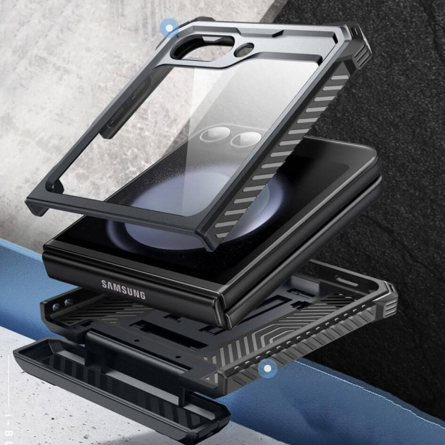 Supcase Samsung Galaxy Z Flip6 Armorbox Σκληρή Θήκη με Προστασία Οθόνης και Stand - Black