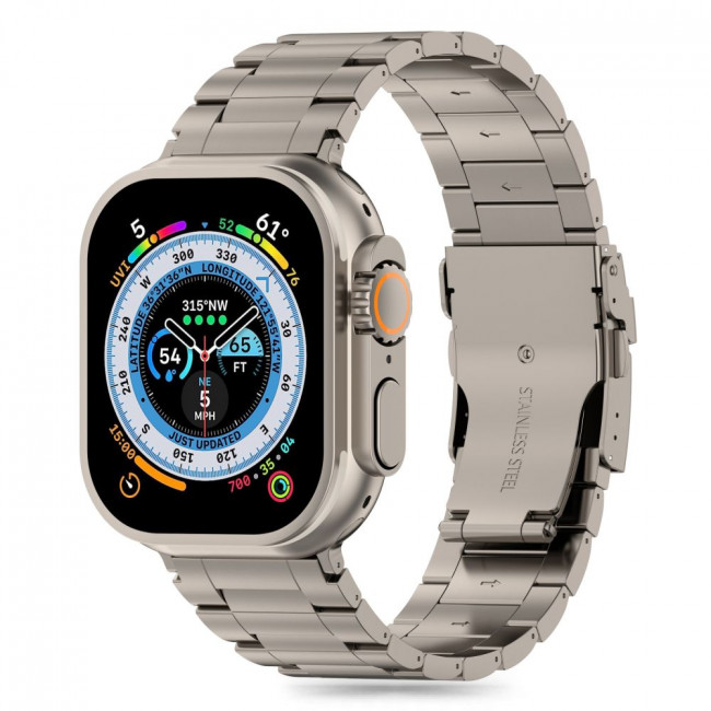 Tech-Protect Λουράκι Apple Watch 2 / 3 / 4 / 5 / 6 / 7 / 8 / 9 / SE / SE 2 / ULTRA / ULTRA 2 - 42 / 44 / 45 / 49 mm Stainless Pro από Ανοξείδωτο Ατσάλι - Titanium