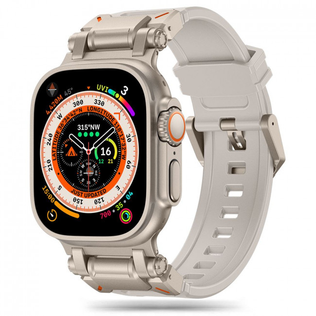 Tech-Protect Λουράκι Apple Watch 2 / 3 / 4 / 5 / 6 / 7 / 8 / 9 / SE / SE 2 / ULTRA / ULTRA 2 - 42 / 44 / 45 / 49 mm Delta Pro Λαστιχένιο - Starlight / Titanium