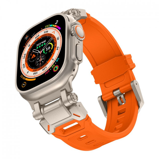 Tech-Protect Λουράκι Apple Watch 2 / 3 / 4 / 5 / 6 / 7 / 8 / 9 / SE / SE 2 / ULTRA / ULTRA 2 - 42 / 44 / 45 / 49 mm Delta Pro Λαστιχένιο - Orange / Titanium