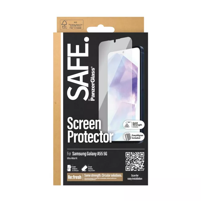 SAFE by PanzerGlass Samsung Galaxy A55 5G - Ultra-Wide Fit W. EasyAligner Case Friendly Full Screen Αντιχαρακτικό Γυαλί Οθόνης - Διάφανο - SAFE95687