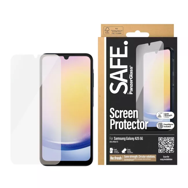 SAFE by PanzerGlass Samsung Galaxy A25 5G - Ultra-Wide Fit W. EasyAligner Case Friendly Full Screen Αντιχαρακτικό Γυαλί Οθόνης - Διάφανο - SAFE95680