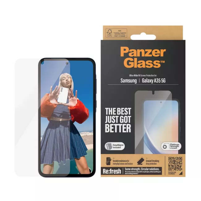 PanzerGlass Samsung Galaxy A35 5G - Ultra-Wide Fit Easy Aligner Case Friendly Αντιχαρακτικό Γυαλί Οθόνης - Διάφανο