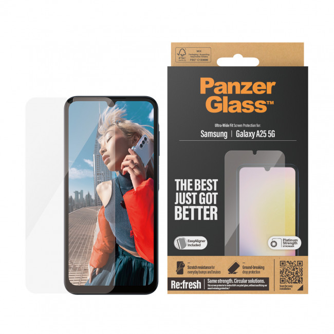 PanzerGlass Samsung Galaxy A25 5G Ultra-Wide Fit Case Friendly Full Screen Αντιχαρακτικό Γυαλί Οθόνης - Διάφανο