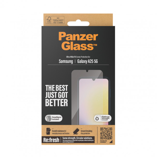 PanzerGlass Samsung Galaxy A25 5G Ultra-Wide Fit Case Friendly Full Screen Αντιχαρακτικό Γυαλί Οθόνης - Διάφανο