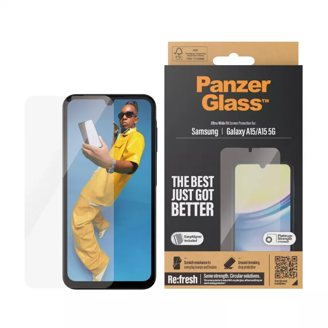 PanzerGlass Samsung Galaxy A15 4G / A15 5G Ultra-Wide Fit Case Friendly Full Screen Αντιχαρακτικό Γυαλί Οθόνης - Διάφανο