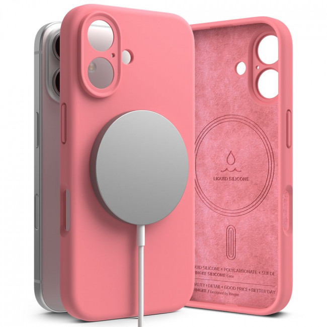 Ringke iPhone 16 Silicone Magnetic MagSafe Case Θήκη Σιλικόνης με MagSafe - Pink