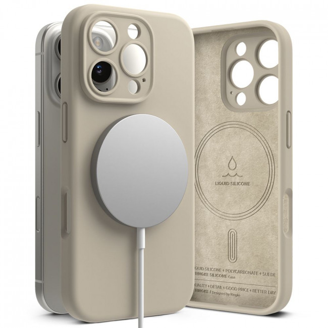 Ringke iPhone 16 Pro Silicone Magnetic MagSafe Case Θήκη Σιλικόνης με MagSafe - Stone