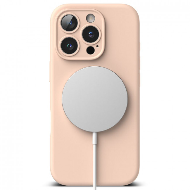 Ringke iPhone 16 Pro Silicone Magnetic MagSafe Case Θήκη Σιλικόνης με MagSafe - Pink Sand