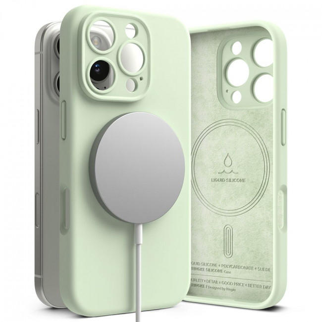 Ringke iPhone 16 Pro Silicone Magnetic MagSafe Case Θήκη Σιλικόνης με MagSafe - Soft Mint