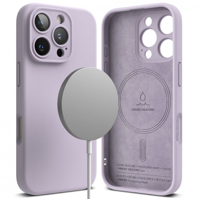 Ringke iPhone 16 Pro Silicone Magnetic MagSafe Case Θήκη Σιλικόνης με MagSafe - Light Purple