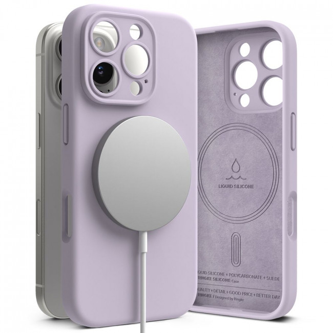 Ringke iPhone 16 Pro Silicone Magnetic MagSafe Case Θήκη Σιλικόνης με MagSafe - Light Purple