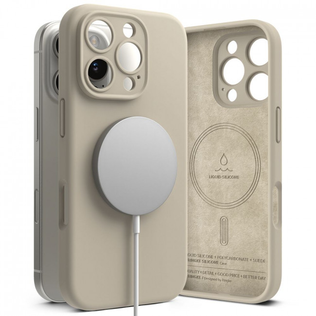 Ringke iPhone 16 Pro Max Silicone Magnetic MagSafe Case Θήκη Σιλικόνης με MagSafe - Stone